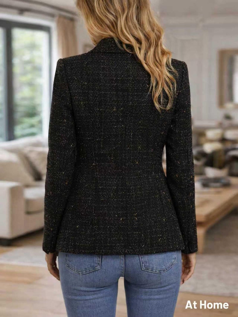 Mina Self Velvet Blazer Jackets for Women Black Womens Velvet Cardigan Suit Velour Duster Blazer Jacket Coat Coats Black-1 M - Image 5