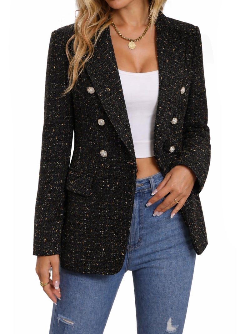 Mina Self Velvet Blazer Jackets for Women Black Womens Velvet Cardigan Suit Velour Duster Blazer Jacket Coat Coats Black-1 M - Image 1