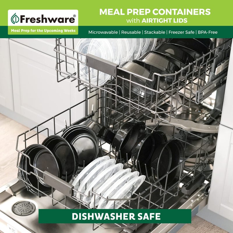 Freshware Meal Prep Bowl Containers [30 Pack] Plastic Bowls with Lids for Soup and Salad, Food Storage Bento Box, BPA Free, Stackable, Lunch Boxes, Microwave/Dishwasher/Freezer Safe (28 oz) - Image 5