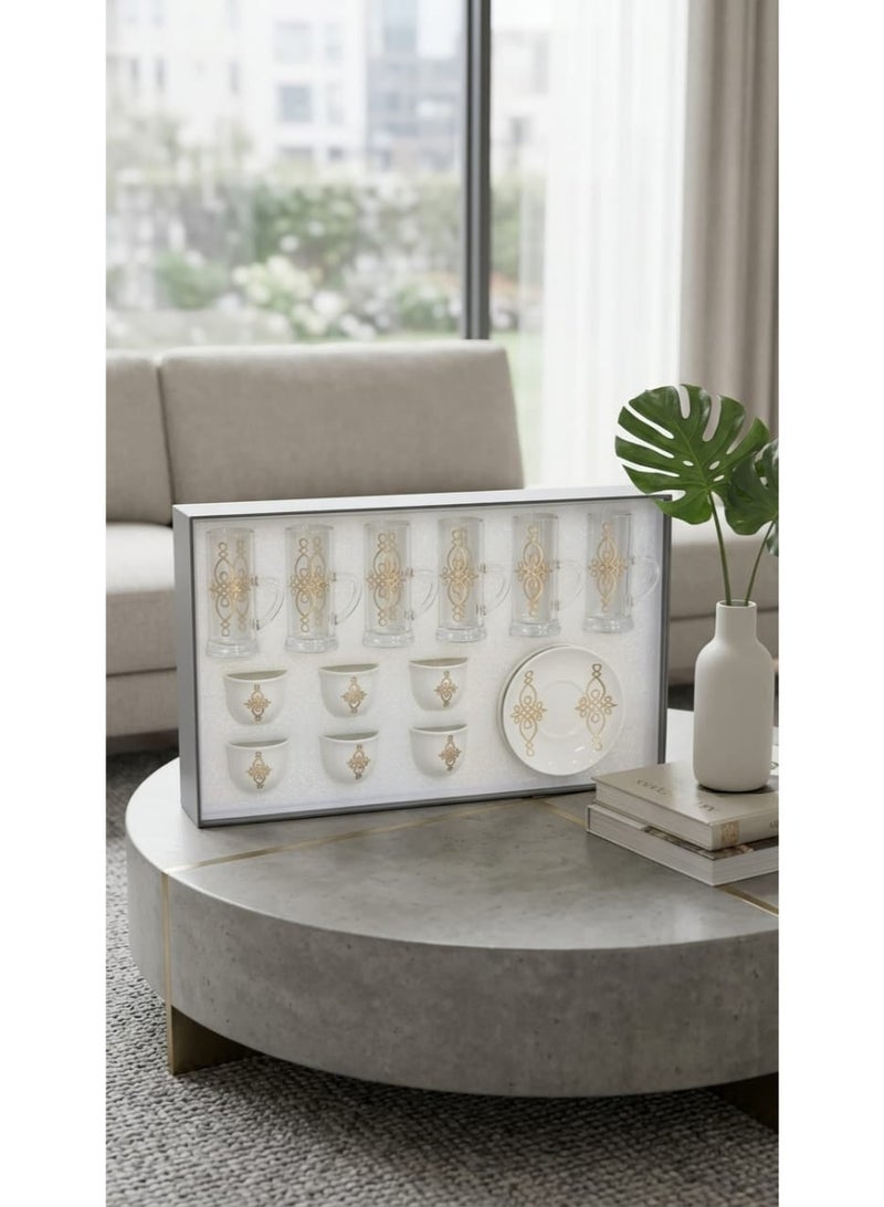 Luxury hospitality set - coffee cups and tea glasses with elegant designs. - Image 1
