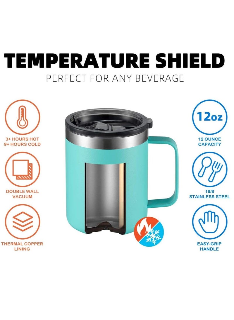 Y&D Coffee Mug 12 Oz Mint Green Stainless Steel Insulated with Handle Double Wall Vacuum Travel Tumbler Cup Sliding Lid for Hot and Cold Drinks Tea  - Image 2