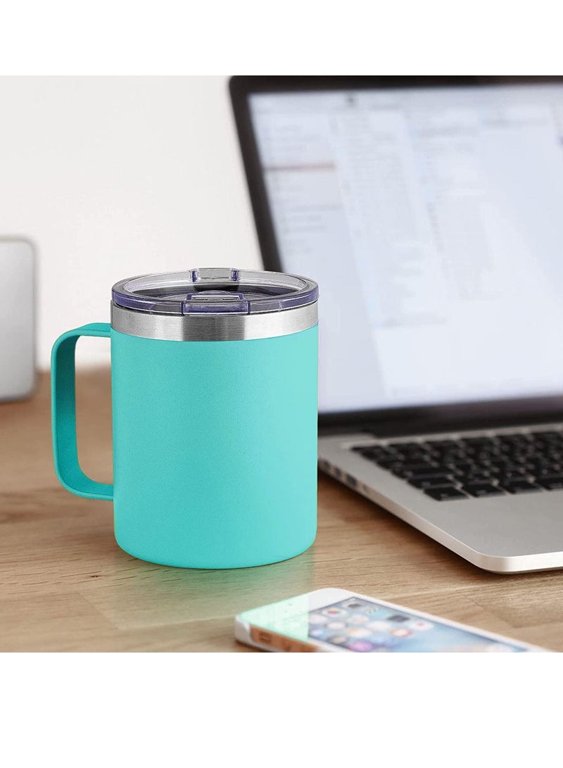 Y&D Coffee Mug 12 Oz Mint Green Stainless Steel Insulated with Handle Double Wall Vacuum Travel Tumbler Cup Sliding Lid for Hot and Cold Drinks Tea  - Image 4