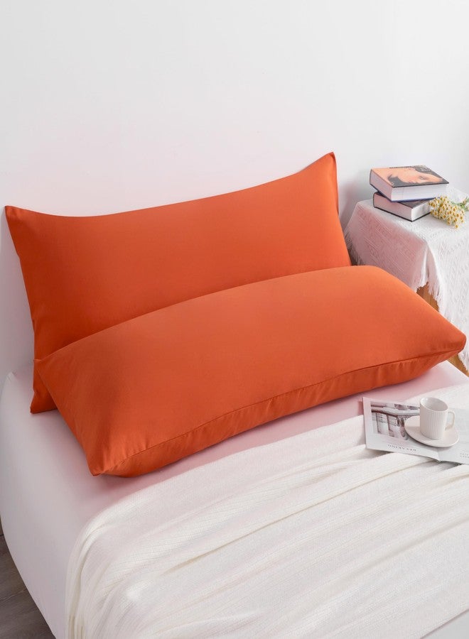 NTBAY Body Pillow Cases Set of 2, 2 Pack Brushed Microfiber 20x54 Pillow Cases, Soft, Wrinkle, Fade, Stain Resistant Brunt Orange Pillow Cases with Envelope Closure, 20x54 Inches, Brunt Orange - Image 2