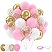 Patimate Pink Gold Confetti Balloons Set 50 pcs 12 inch Metallic Gold Pastel Pink White Confetti Latex Balloons Kit for Birthday Baby Shower Girl Princess Party Decorations - Image 3