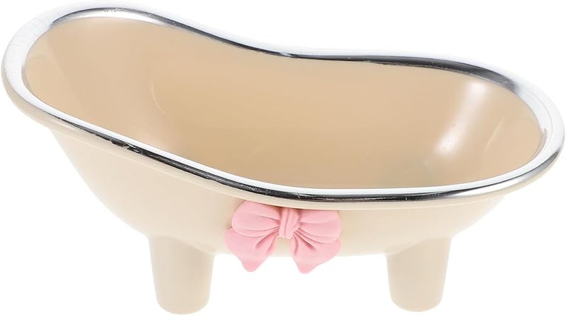 Bathtub Shaped Soap Holder with Drain Compact Lightweight Organizer White - Image 2