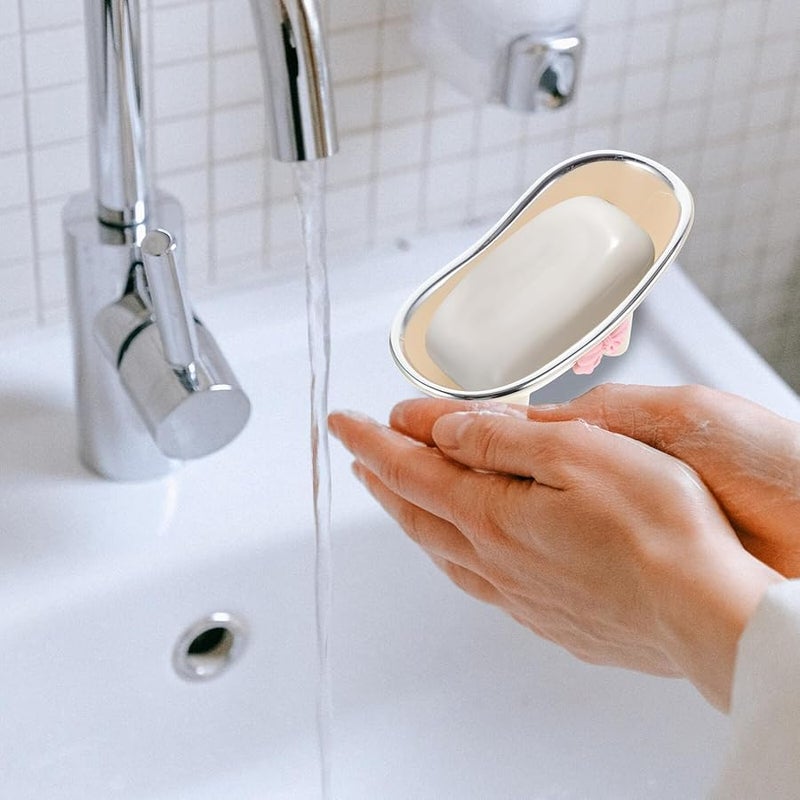 Bathtub Shaped Soap Holder with Drain Compact Lightweight Organizer White - Image 4