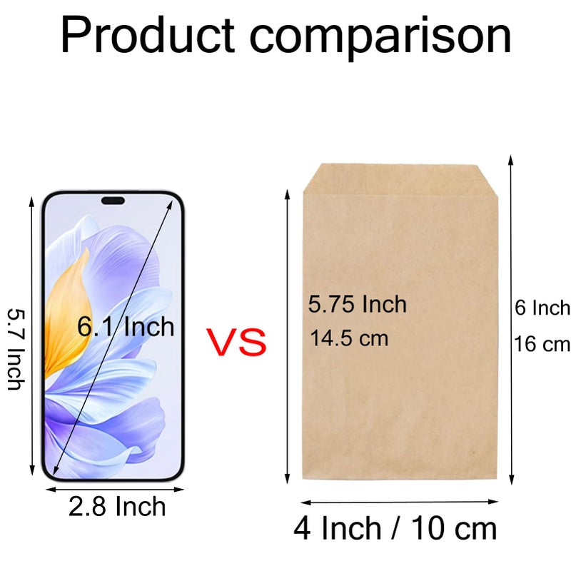 FOCCIUP 100 Pcs 4x6 Inches Brown Kraft Paper Bags Flat Envelopes Merchandise Treat Bag for Party - Image 2
