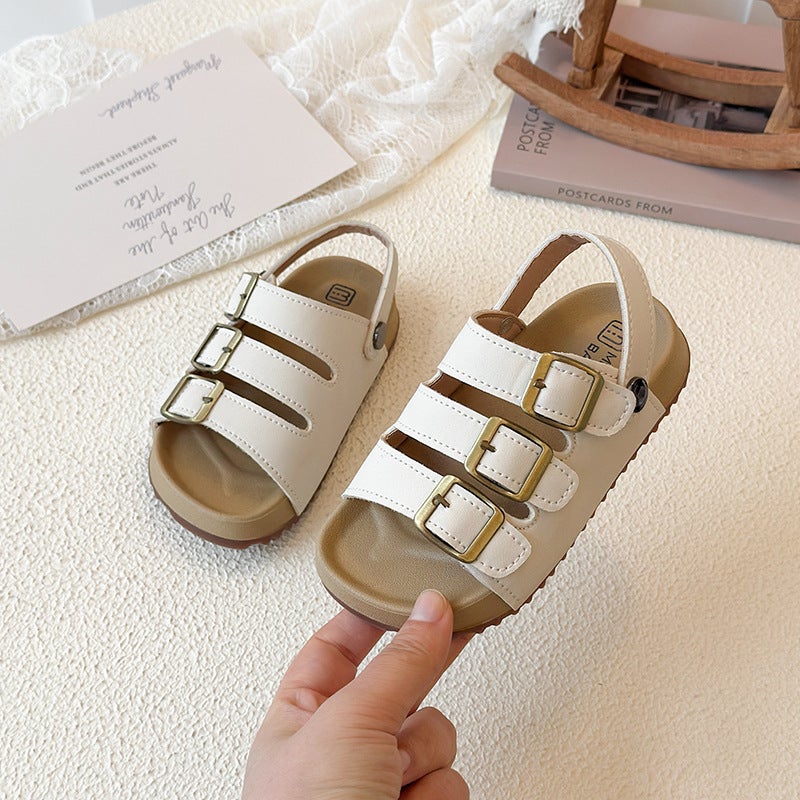 Children''s Sandals 2026 Birkenstock Shoes for Girls Summer Velcro Baby Beach Shoes Boys Breathable Casual Shoes Non-Slip