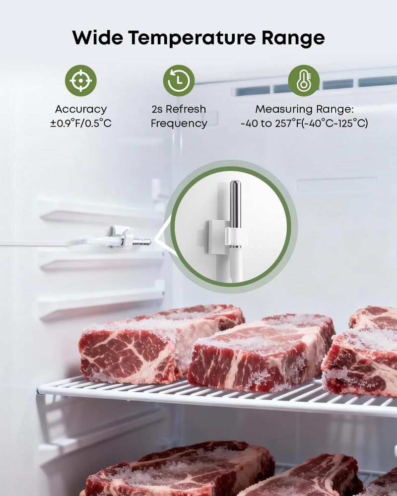 Mocreo WiFi Refrigerator Thermometer with Freezer Alarm, Email Alert, App Notification, Data Logging Export, No Subscription Fee, 2 Remote Temperature Sensor for Home Kitchen, Hot Tub - Image 3