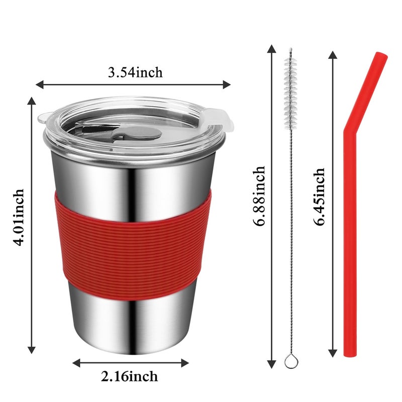 Rommeka Toddler Cups with Straws, 18/8 Stainless Steel Children Smoothie Drinking Sippy Cups, Stacking & Reusable Kids Cups with Straws and Lids, 5 Pack, 12oz - Image 2
