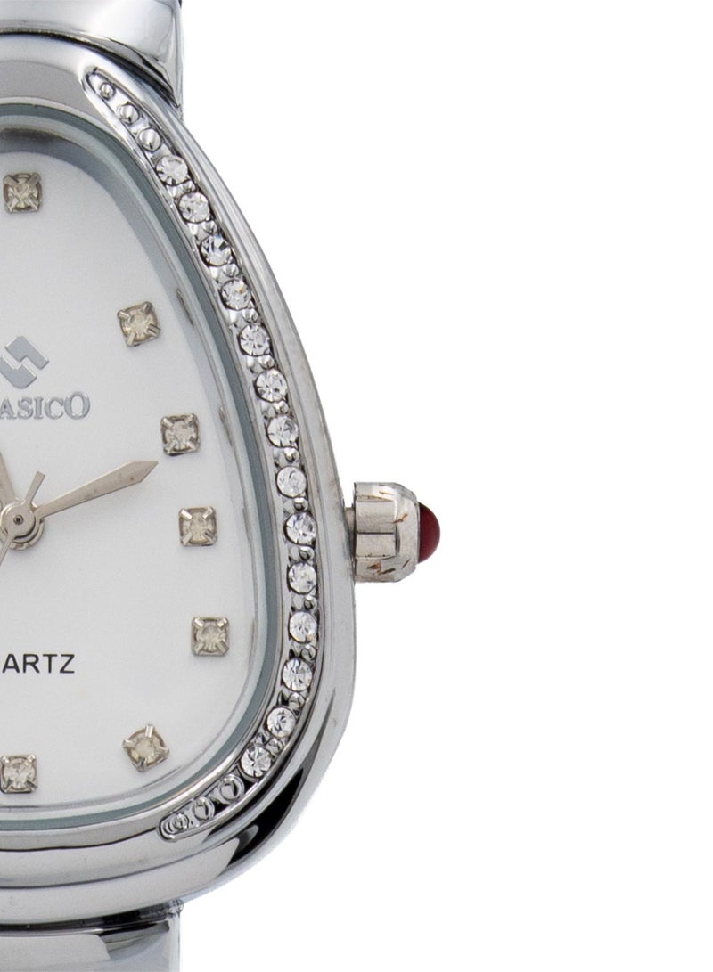 Clasico 💎 Dumue Elegant Women’s Teardrop Dial Watch ⌚ | Crystal Bezel | Black Silicon Strap | Analog Quartz | Fashion Wristwatch for Ladies - Image 2