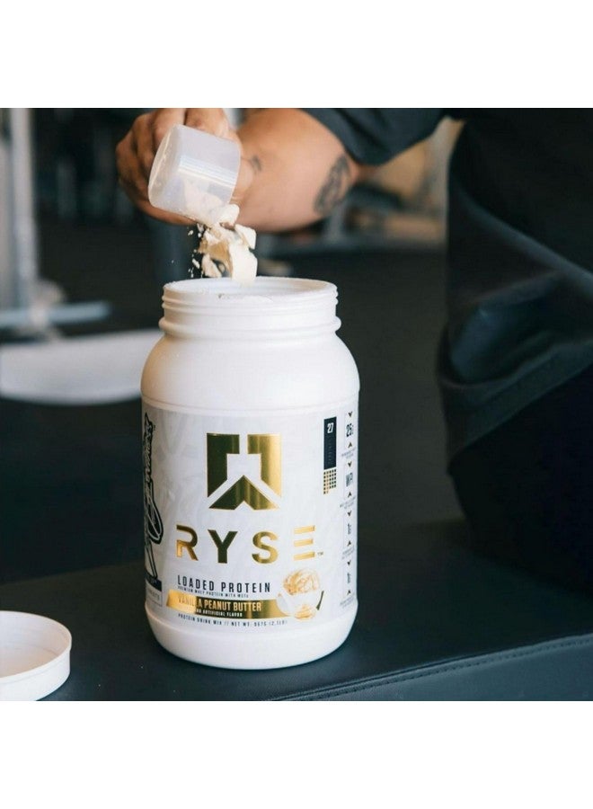 RYSE Up Supplements Ryse Loaded Protein Powder - Vanilla Peanut Butter - 25g Whey Protein Isolate & Concentrate with Prebiotic Fiber & MCTs - Low Carb, Low Sugar, Digestive-Friendly - 27 Servings / 2 lb Tub - Image 5