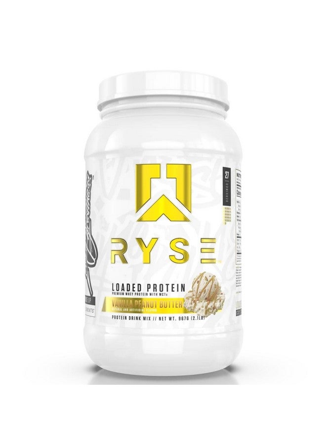 RYSE Up Supplements Ryse Loaded Protein Powder - Vanilla Peanut Butter - 25g Whey Protein Isolate & Concentrate with Prebiotic Fiber & MCTs - Low Carb, Low Sugar, Digestive-Friendly - 27 Servings / 2 lb Tub - Image 1