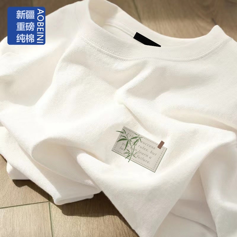 White Short-Sleeved T-Shirt For Women 2024 Slim Large Size Pure Cotton Bottoming Half-Sleeved Top Ins Clothes T-Shirt - Image 1