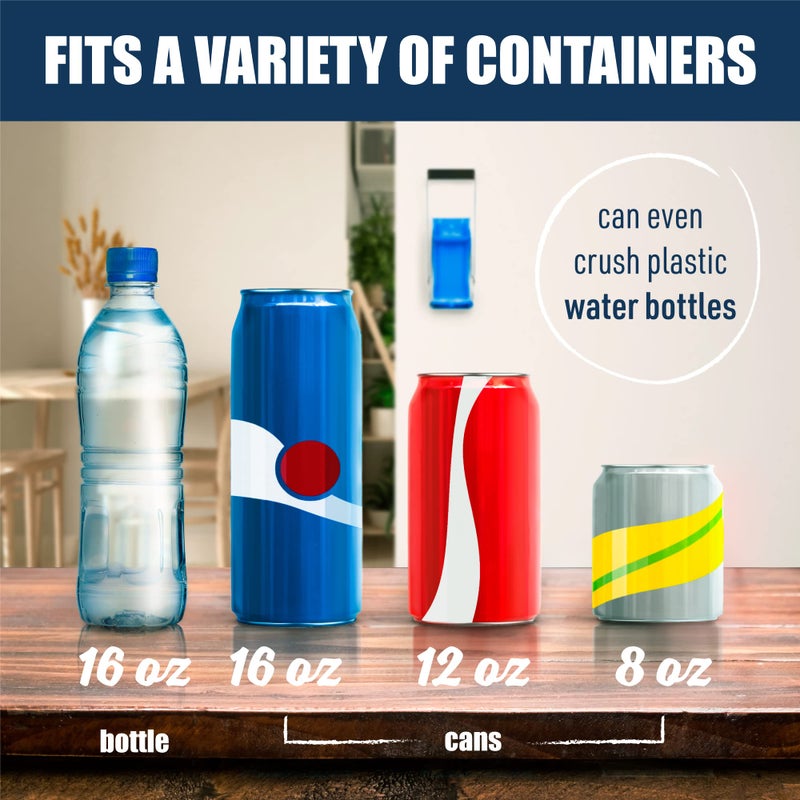 Mckay 16 Oz. and 12 Oz. Metal Can Crusher, Can Crusher Wall Mounted, Can Crushers for Recycling Wall-Mounted Smasher for Aluminum Seltzer, Soda, Beer Cans and Bottles, Gadgets for Home - Blue - Image 5