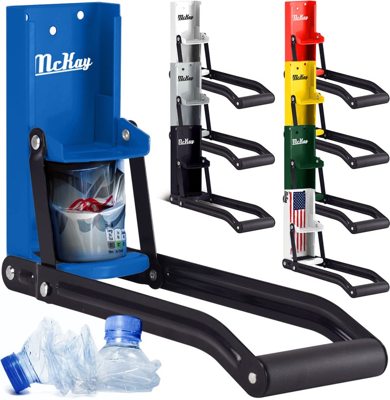 Mckay 16 Oz. and 12 Oz. Metal Can Crusher, Can Crusher Wall Mounted, Can Crushers for Recycling Wall-Mounted Smasher for Aluminum Seltzer, Soda, Beer Cans and Bottles, Gadgets for Home - Blue - Image 1