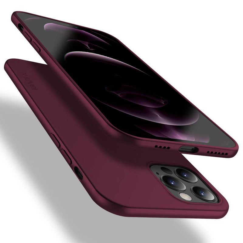 XLevel For Iphone 12 Pro Max Case Slim Fit Soft Tpu Matte Surface UltraThin Phone Lightweight Full Protective Back Cover Compatible Apple 67 2020 Release Wine Red