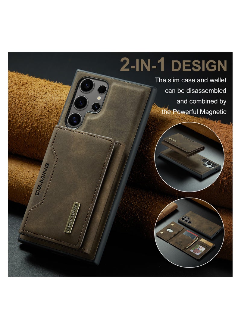 Samsung Galaxy S24 Ultra 2 in 1 Clutch Wallet, Vintage Slim Leather Case Magnetic Detachable Tri-Fold Wallet, S24 Ultra 6.8" Leather Case with Card Holder Pocket Slim Case - Image 4