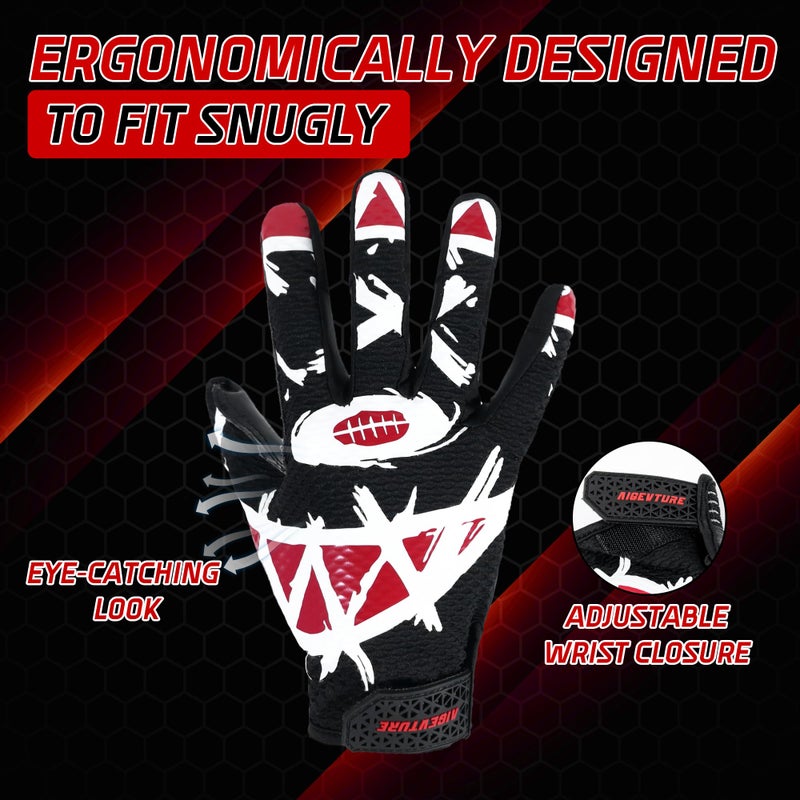 AIGEVTURE Youth Football Gloves Kids Receiver Sticky Football Gloves Boys Girls Black S - Image 3
