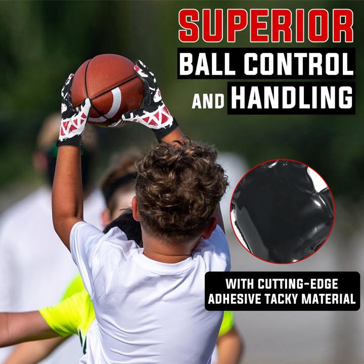 AIGEVTURE Youth Football Gloves Kids Receiver Sticky Football Gloves Boys Girls Black S - Image 4