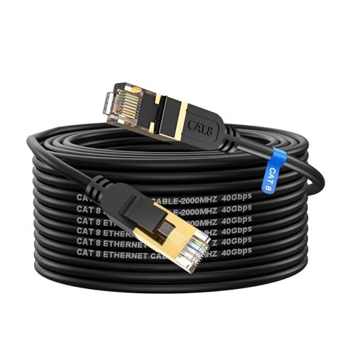 cat gruciso Cat 8 Ethernet Cable, 75FT High Speed Heavy Duty 26AWG Cat8 LAN Network Cable 40Gbps, 2000Mhz with Gold Plated RJ45 Connector, Outdoor&Indoor Internet Cable Compatible for Router Gaming Modem Xbox - Image 1
