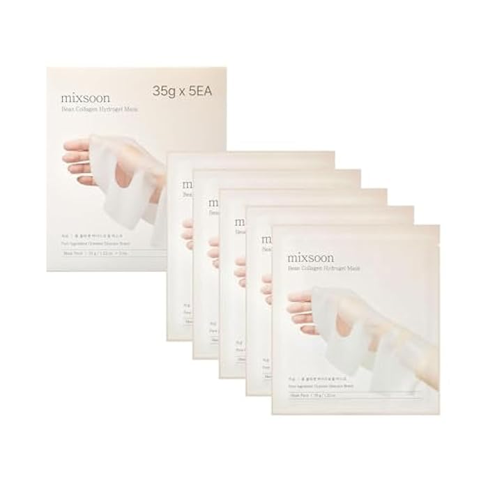 mixsoon Bean Collagen Hydrogel Mask Hydration All-In-One Firming, Soothing Gel Formula Face Mask for Radiant, Smooth Skin 35g / 1.18 fl.oz. (5ea) Korean Glass Skin Care - Image 1