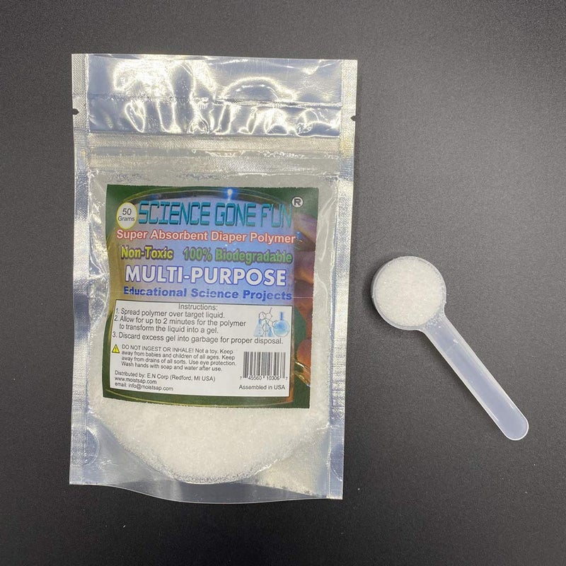 Science Gone Fun 50 Grams Sodium Polyacrylate Superabsorbent Diaper Polymer - Image 2