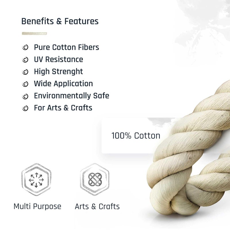 Pelican Rope 100% Cotton Twisted Rope, Natural Macrame Cord for Crafts, Pet Toys, Safe for Animals, DIY, Gardening,Indoor/Outdoor, Soft, Durable, Low-Stretch, 1/2" x 10 ft - Image 4