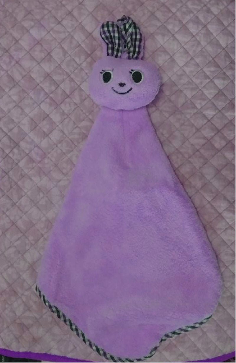 Magnusdeal Cartoon Hanging Hand Towel for Home Kitchen Bathroom Office Microfiber Absorbent Cute Cartoon Expression Hand Towel for Kitchen and Bathroom (1 Pc) (Bunny, Purple) - Image 2