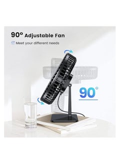 Gaiatop gaiatop Small Electric Fan Cooler, 6.5 Inch Ultra-quiet, 90° Adjustment for Better Cooling, 3 Speeds Portable Mini Powerful Desktop Table Fan, Small Personal Cooling Fan for Home Office (Black leaf)  - Image 3