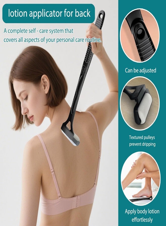أداة قابلة للطي لوضع اللوشن على الظهر - أداة لوضع واقي الشمس، وكريمات الوقاية من الشمس، ومستحضرات تسمير الظهر - أداة سهلة الاستخدام لوضع المرطبات والكريمات والزيوت - مثالية لكبار السن وذوي الحركة المحدودة (أسود) - Image 2