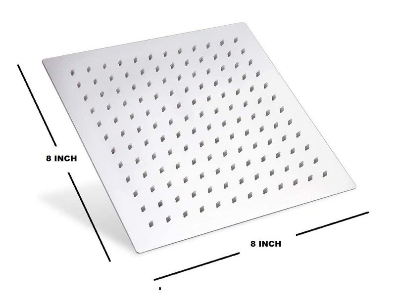 CLINTON دش علوي فائق النحافة من الفولاذ المقاوم للصدأ 8X8 بوصة مع ذراع دش مربع (18 بوصة) - Image 5