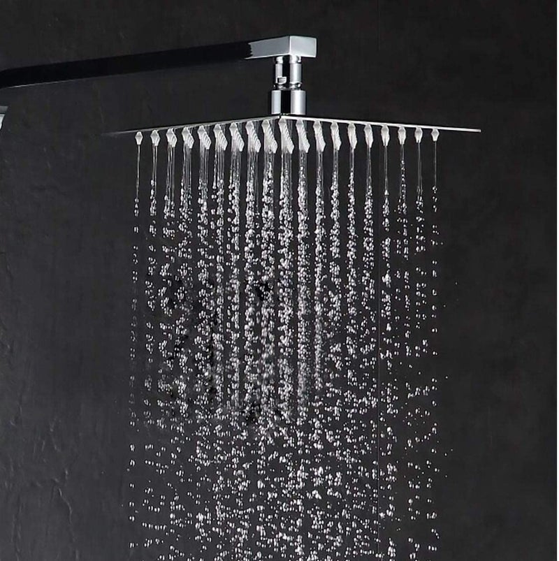 CLINTON دش علوي فائق النحافة من الفولاذ المقاوم للصدأ 8X8 بوصة مع ذراع دش مربع (18 بوصة) - Image 1