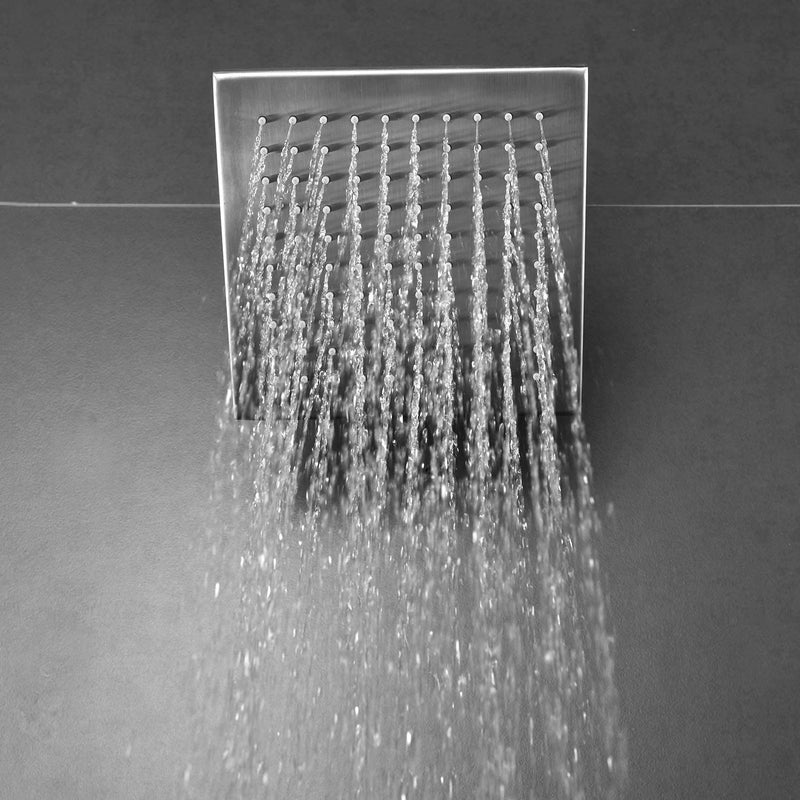 CLINTON دش علوي فائق النحافة من الفولاذ المقاوم للصدأ 8X8 بوصة مع ذراع دش مربع (18 بوصة) - Image 2