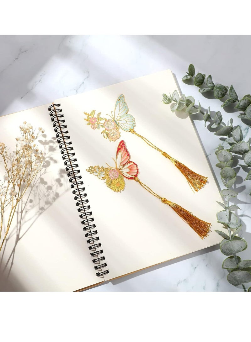 Loquat 4 Pcs Metal Bookmarks with Tassel (erfly Design), Gold Hollow Trim, Ideal for Women, Girls, Book Lovers - Image 4