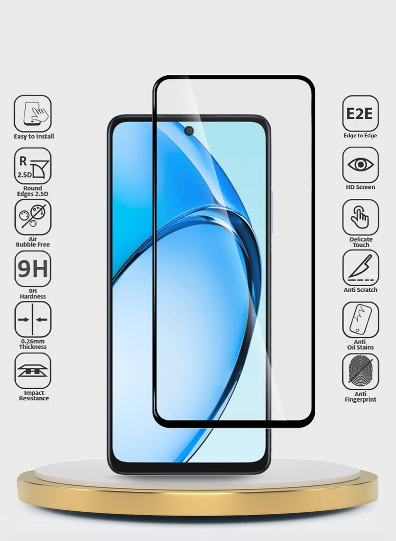 Wtech OPPO A60 4G 2024 Premium E2E Full Glue Full Cover Tempered Glass Screen Protector (MSGECN) - Clear/Black - Image 2