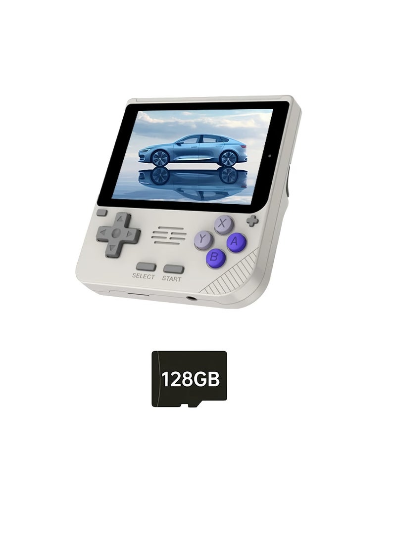 باوكيدي وحدة تحكم ألعاب ريترو V10 محمولة باليد، جهاز ألعاب ريترو IPS OCA بشاشة كاملة غير قابلة للانزلاق، وحدة تحكم ألعاب فيديو كلاسيكية محمولة خفيفة الوزن مع 5500 لعبة محملة مسبقًا، (قطعة واحدة بيضاء، 128 جيجابايت) - Image 1