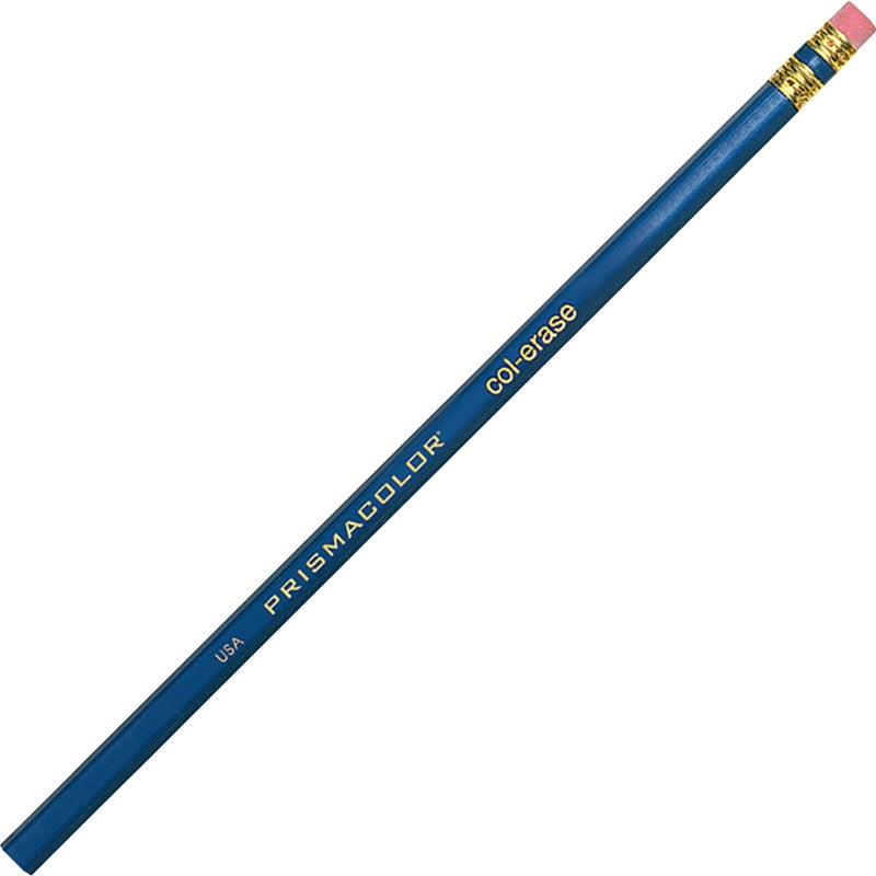 Prismacolor Col-Erase Pencil with Eraser, Blue Lead, Blue Barrel, Dozen - Image 2