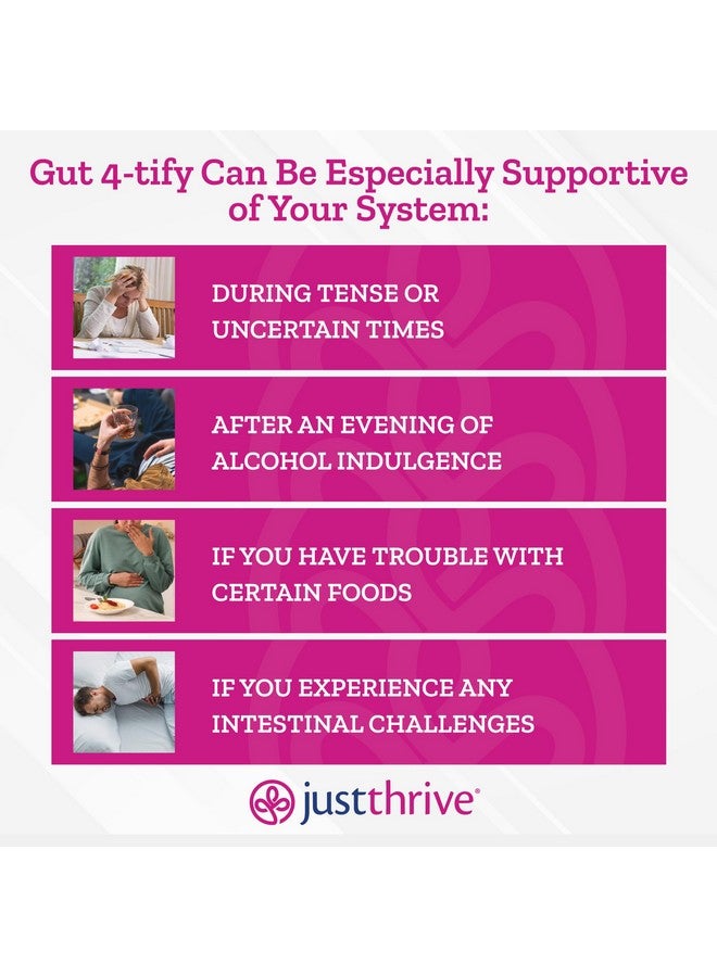 جاست ثرايف Just Thrive Gut 4-tify - مكملات صحة الأمعاء للنساء والرجال - مضاد للانتفاخ، 90 كبسولة نباتية - Image 5