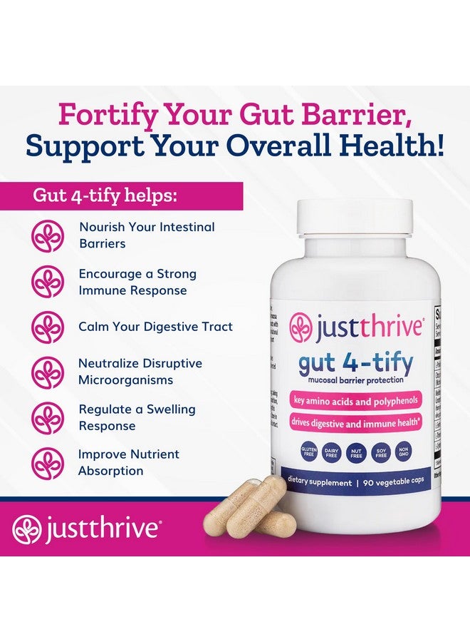 جاست ثرايف Just Thrive Gut 4-tify - مكملات صحة الأمعاء للنساء والرجال - مضاد للانتفاخ، 90 كبسولة نباتية - Image 4