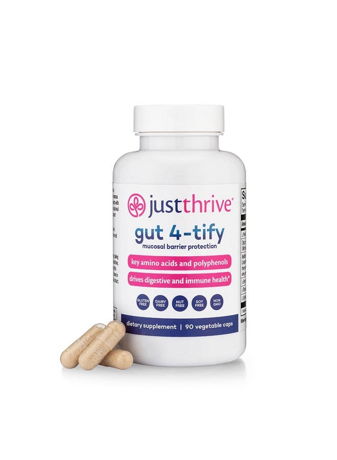 جاست ثرايف Just Thrive Gut 4-tify - مكملات صحة الأمعاء للنساء والرجال - مضاد للانتفاخ، 90 كبسولة نباتية - Image 1