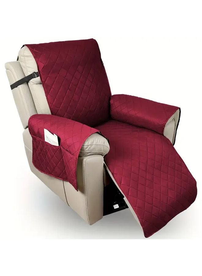 Burgundy Single Sofa Cover Pet Friendly Machine Washable Elastic Fit Modern Decor - Image 1