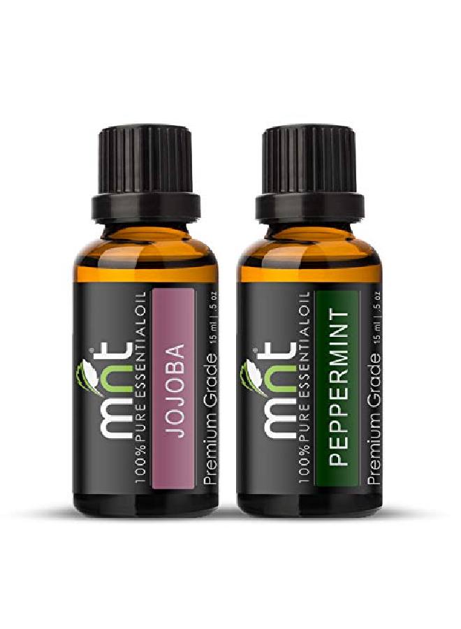 MNT Combo of Jojoba Oil and Peppermint Oil for Hair Growth Skin care (Each 15ML) 100% Pure l Oil - Image 2