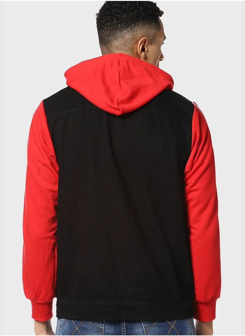 Campus Sutra Stylish Color block Jeans Jacket