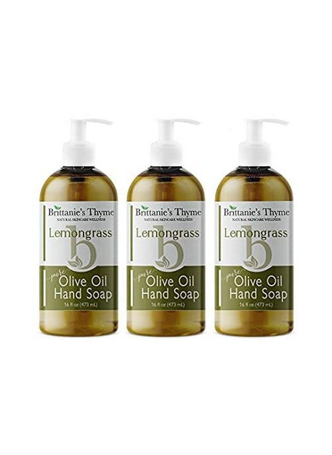 Brittanie's Thyme - Organic Natural Lemongrass Hand Soap 16Oz 3 Pack Castile Soap Made With Olive Oil And Natural Luxurious Essential Oils Vegan & Gluten Free - Image 1