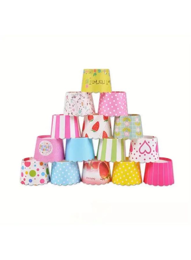 Single Use Strawberries Cake Containers Baking Cups Paper Cups 100pcs Ideal For Family Events And Gatherings - Image 1