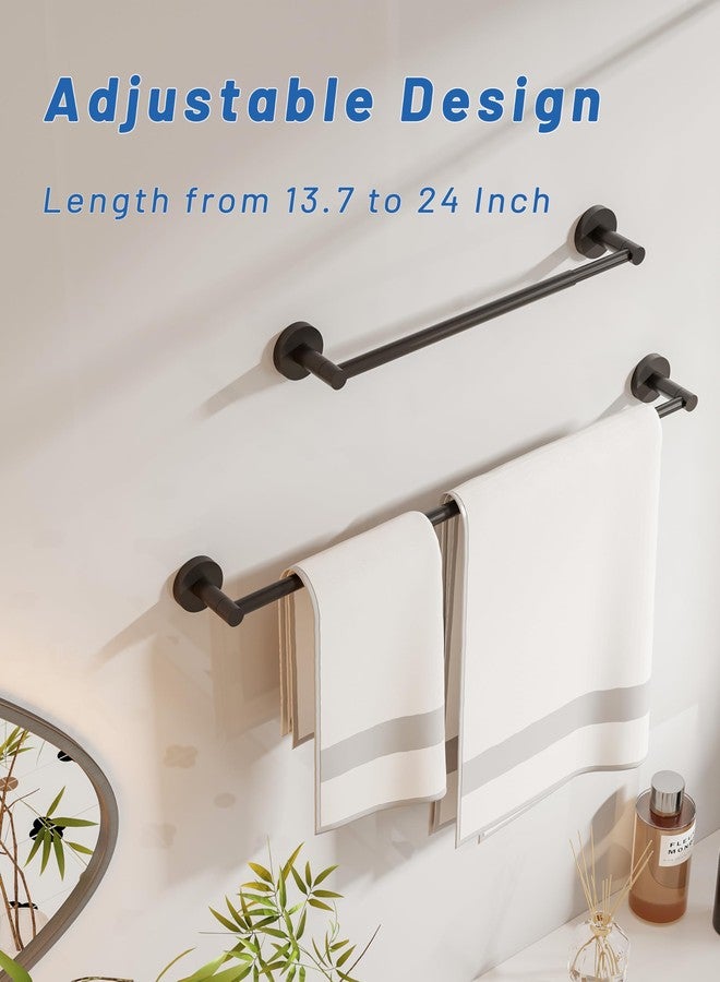 BATH EQUIPMENT FIXSEN Adjustable Towel Bar, Bathroom Towel Holder from 13.7 to 24Inch, SUS304 Stainless Steel Single Towel Racks for Bathroom, Heavy Duty Wall Mounted (Matte Black) - Image 2