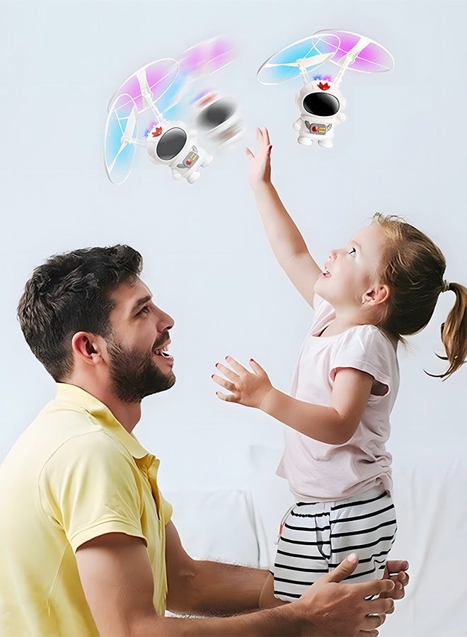 Flying Toys Spacemen Flying Ball Toys Rechargeable Light Up Ball Drone Infrared Induction Helicopter with Double Ring Bladed Propellers for Indoor and Outdoor Games Flying Fairy Toys