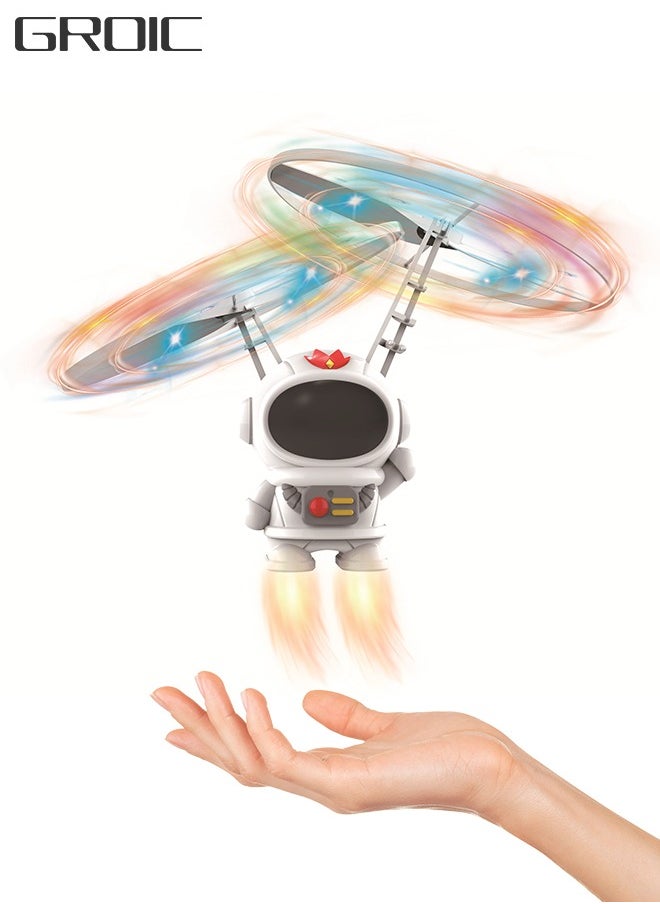 GROIC Flying Toys Spacemen Flying Ball Toys Rechargeable Light Up Ball Drone Infrared Induction Helicopter with Double Ring Bladed Propellers for Indoor and Outdoor Games Flying Fairy Toys  - Image 1