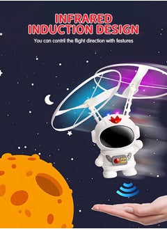 GROIC Flying Toys Spacemen Flying Ball Toys Rechargeable Light Up Ball Drone Infrared Induction Helicopter with Double Ring Bladed Propellers for Indoor and Outdoor Games Flying Fairy Toys  - Image 4